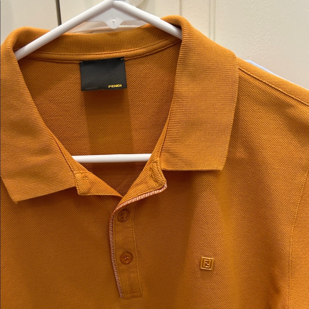 Fendi Men's Polo Shirt in Rich Orange